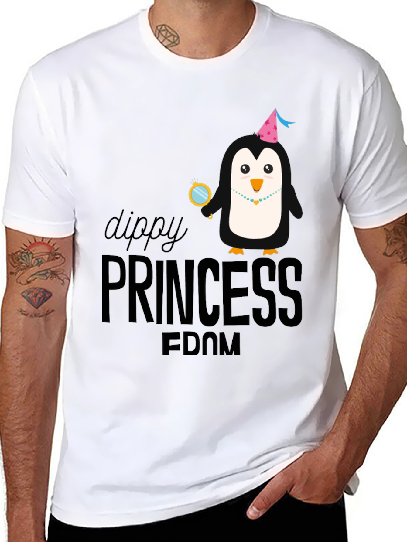 Dippy Princess Penguin Black Graphic Tee