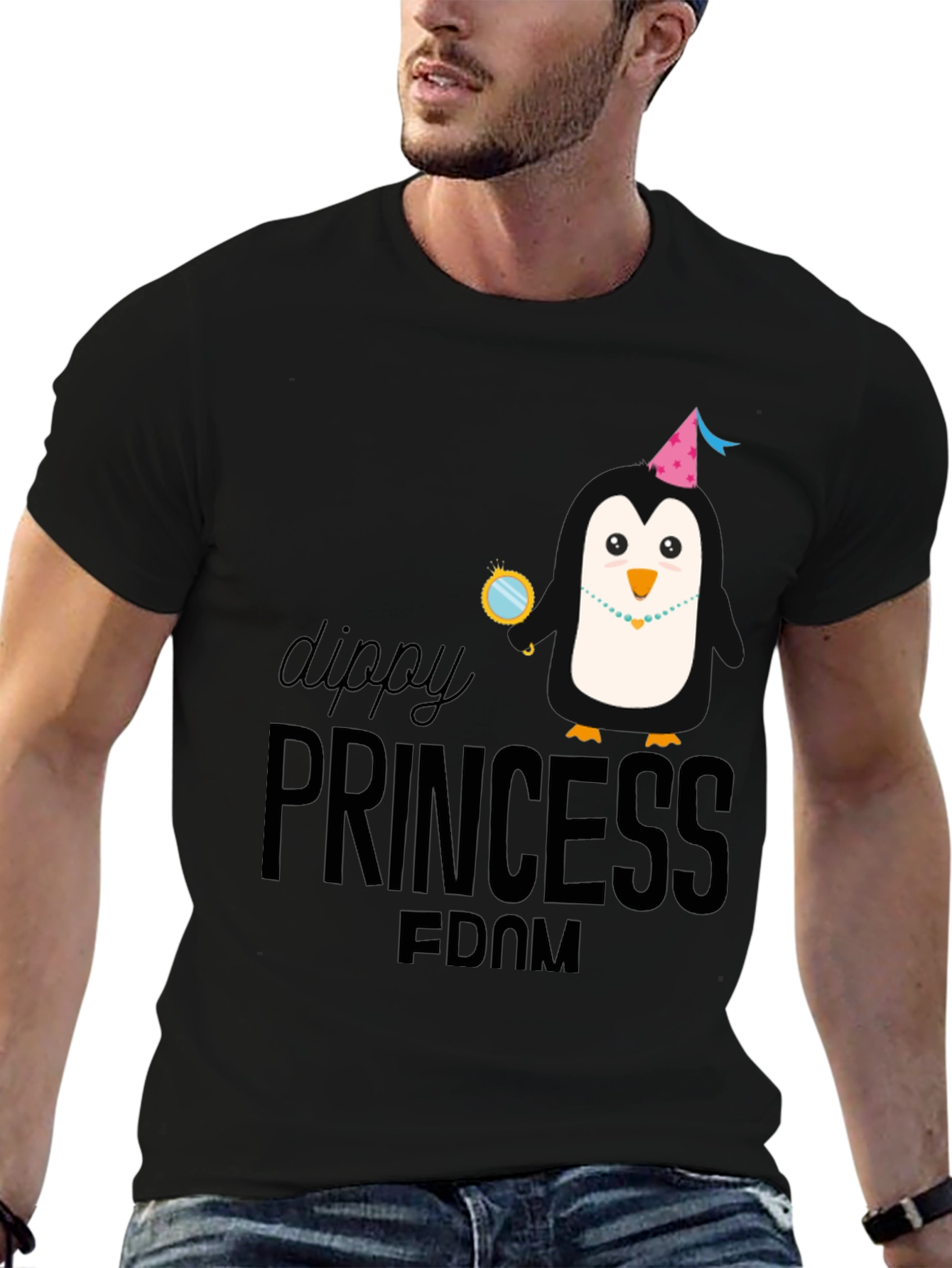 Dippy Princess Penguin Black Graphic Tee