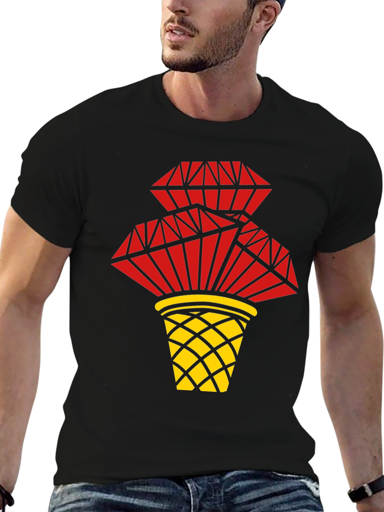 Red Diamond Basket Graphic Tee - Stylish Casual Wear