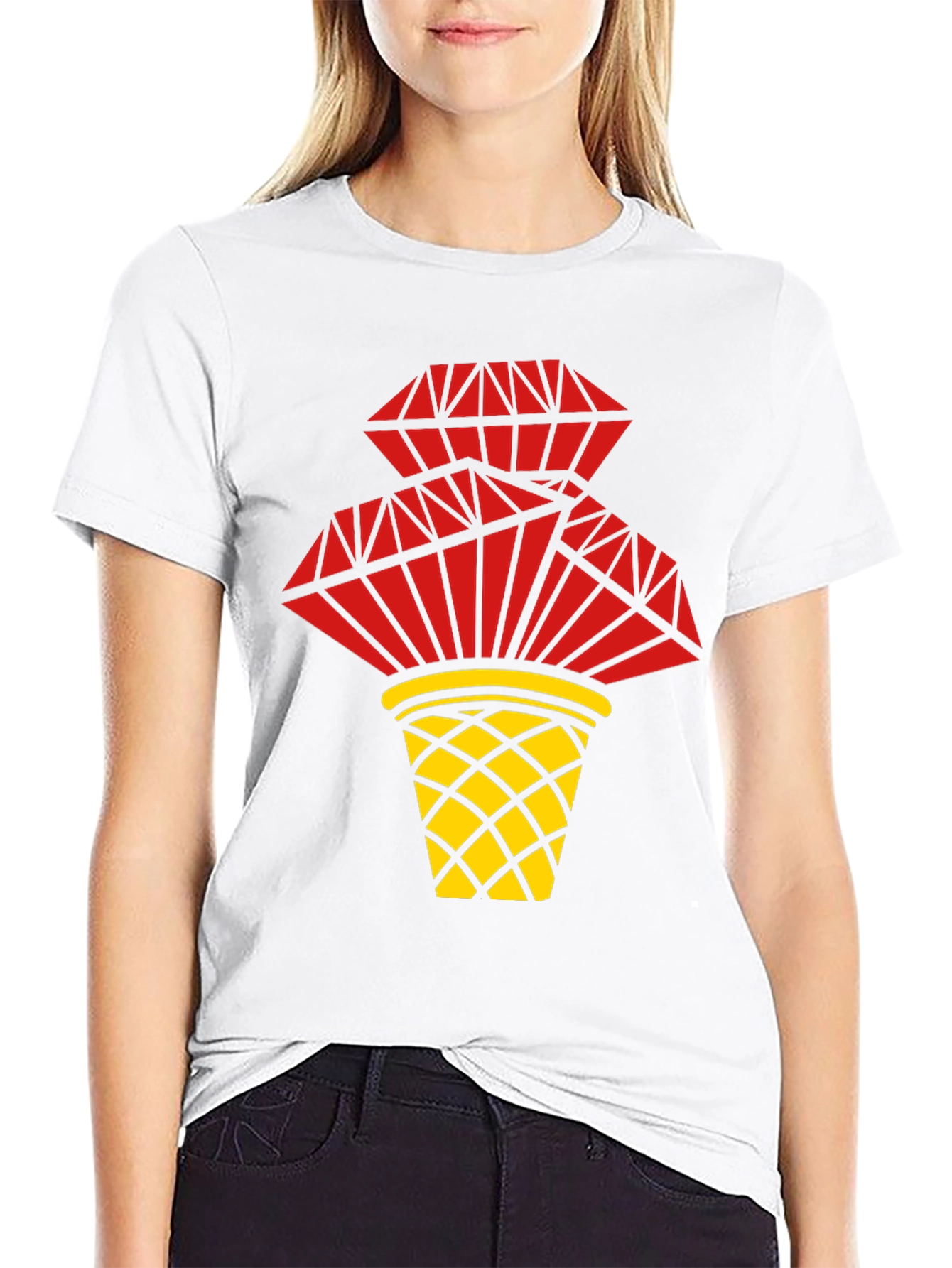 Red Diamond Basket Graphic Tee - Stylish Casual Wear