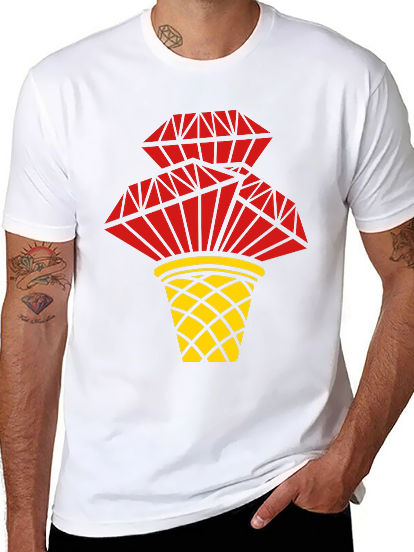 Red Diamond Basket Graphic Tee - Stylish Casual Wear