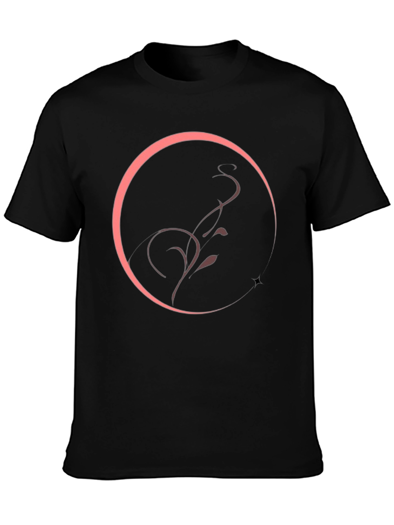 Elegant Circle Vine Graphic Tee - Black