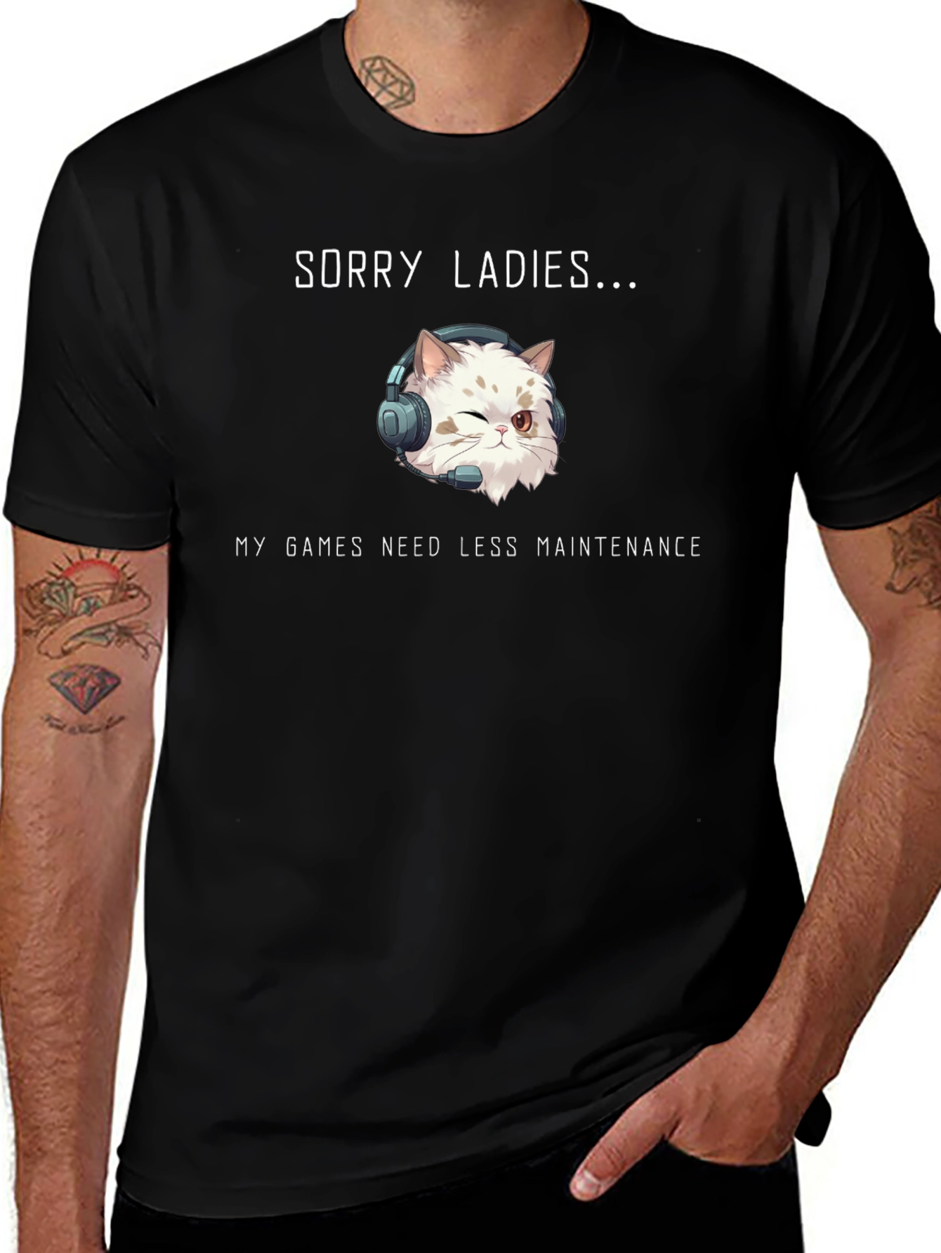 Sorry Ladies Gamer Cat T-Shirt