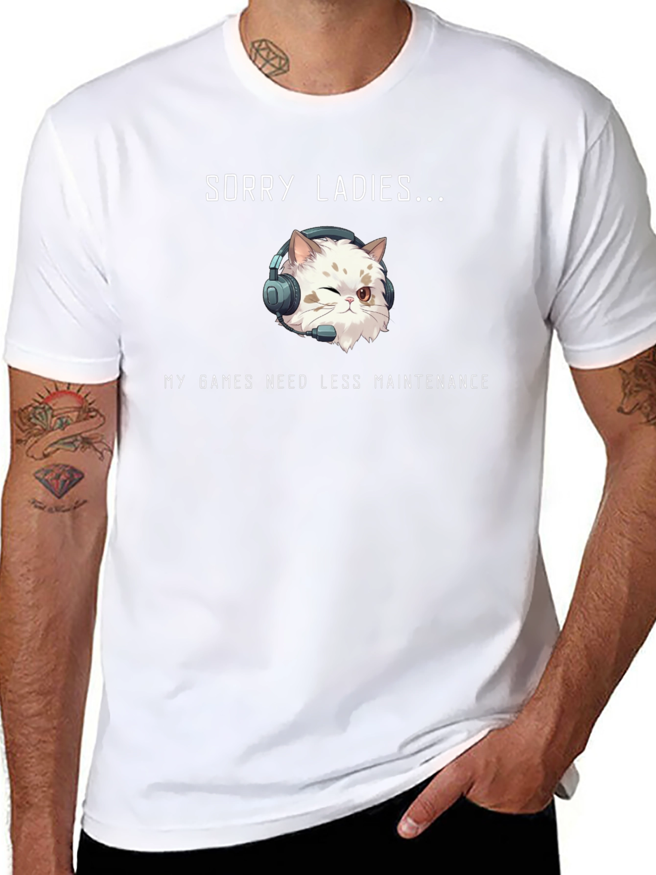 Sorry Ladies Gamer Cat T-Shirt
