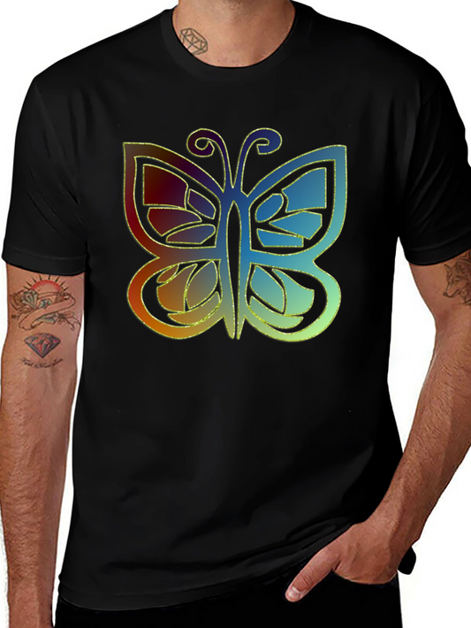 Butterfly Graphic Print Mens Black T-Shirt