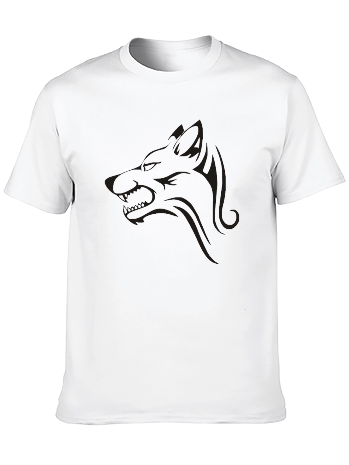 Mens Black Graphic Tee - Wolf Design