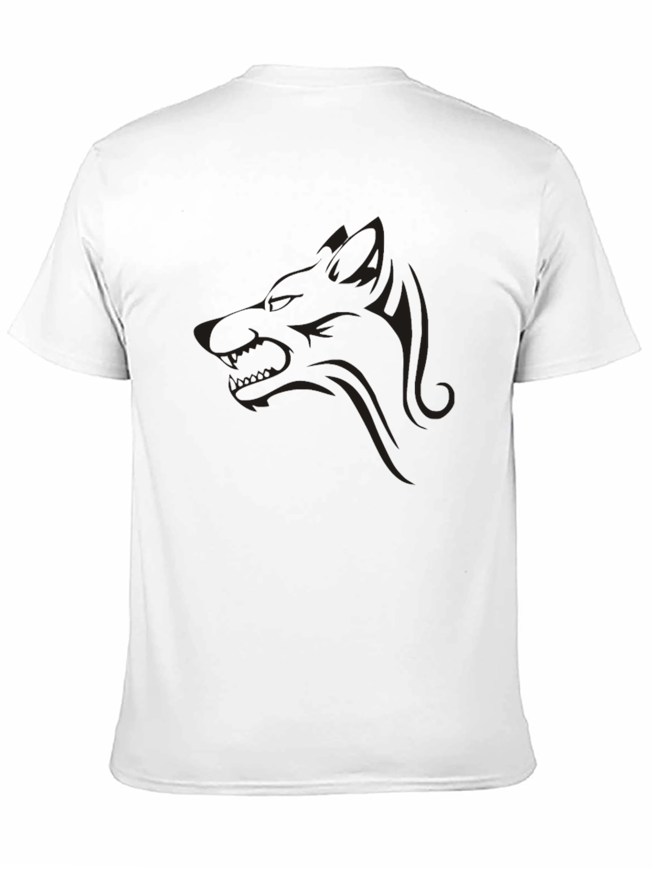 Mens Black Graphic Tee - Wolf Design