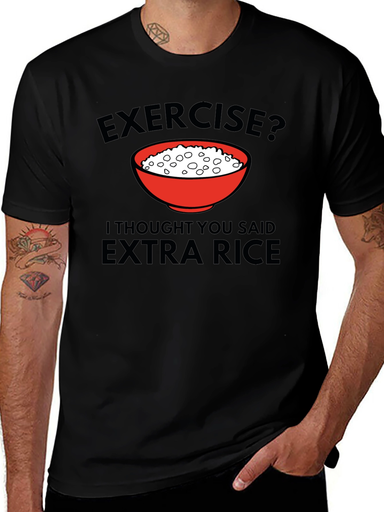 Exercise? Extra Rice T-Shirt - Funny Foodie Tee