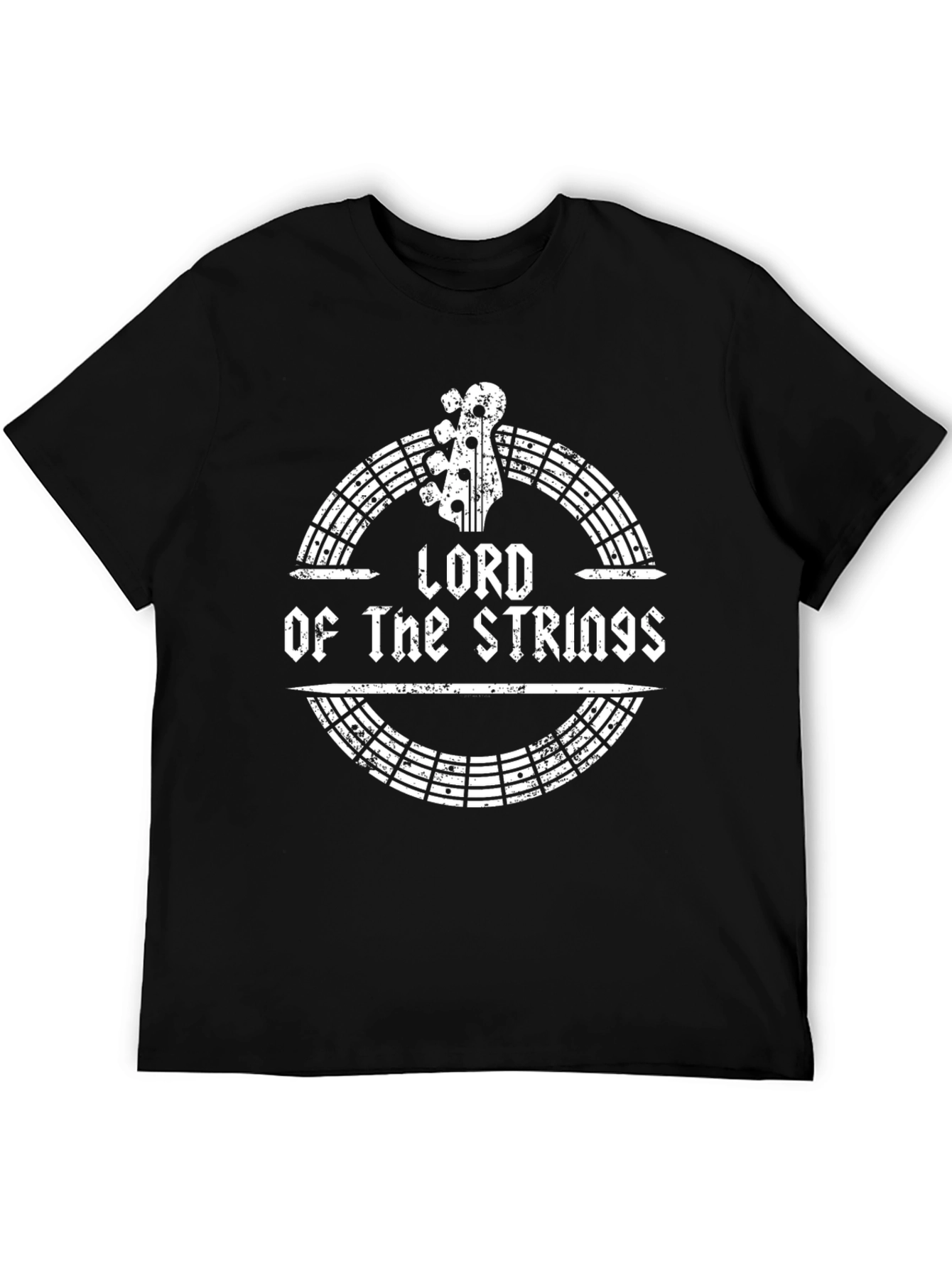 Lord of the Strings Black Graphic T-Shirt