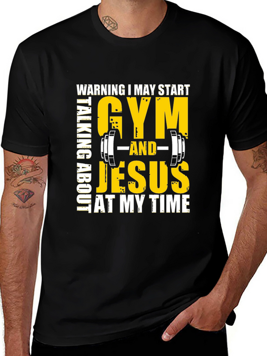 Gym & Jesus T-Shirt - Black Graphic Tee