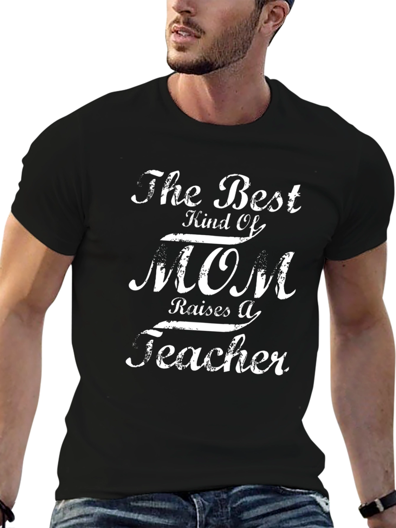 Best Kind of Mom Raises a Teacher Black Tee