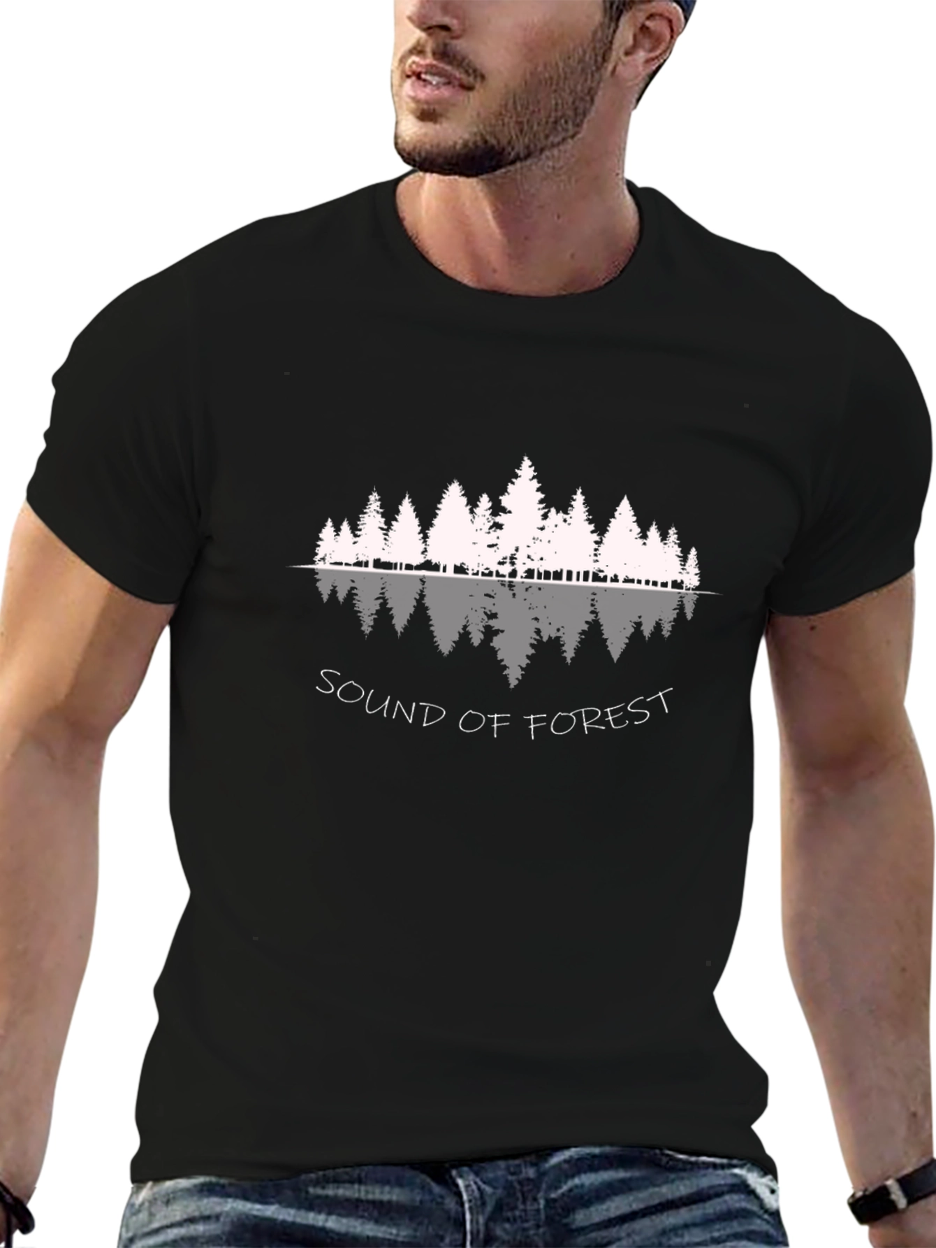 Sound of Forest Black Graphic T-Shirt