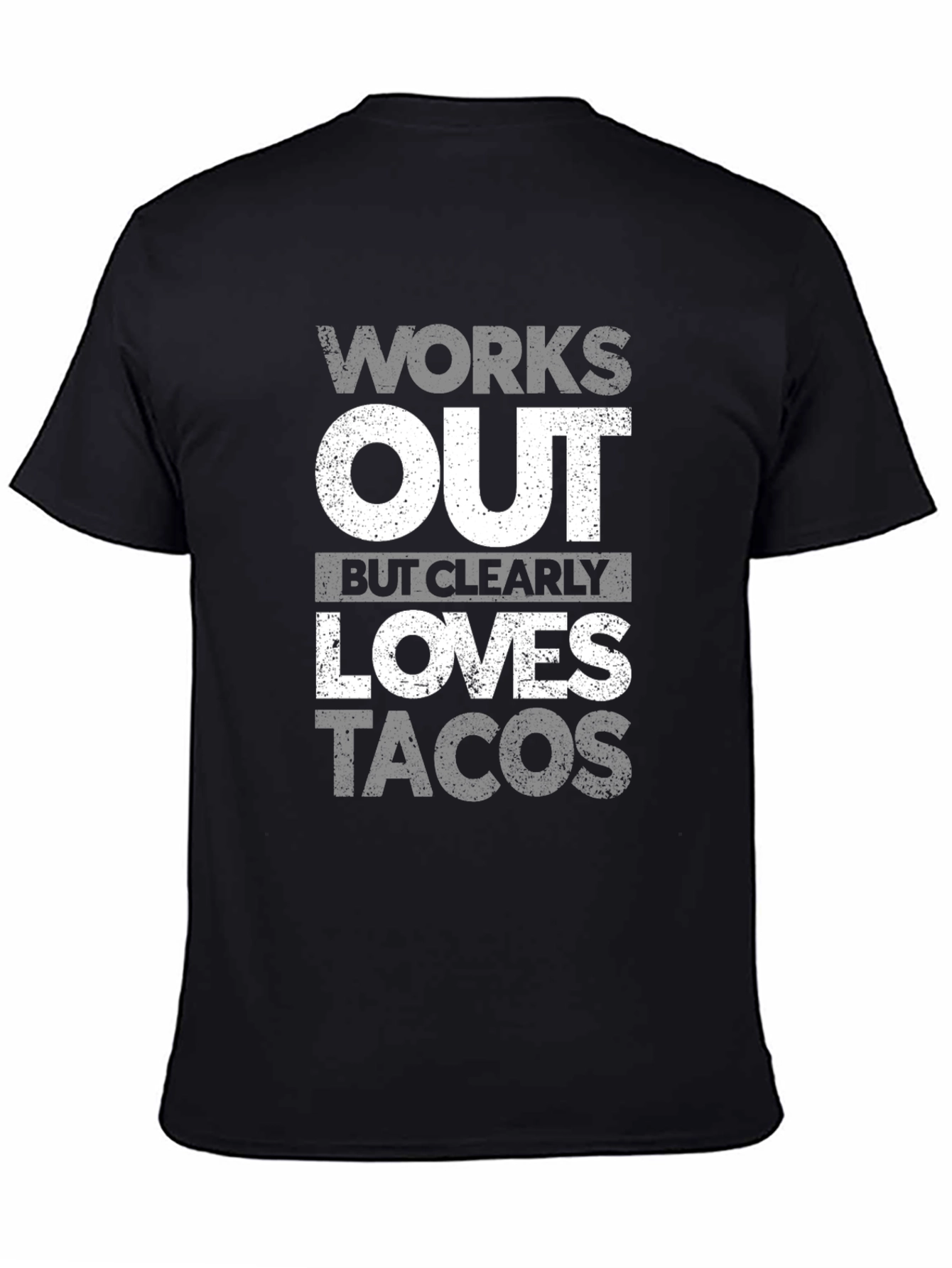 Works Out Loves Tacos Mens Black T-Shirt