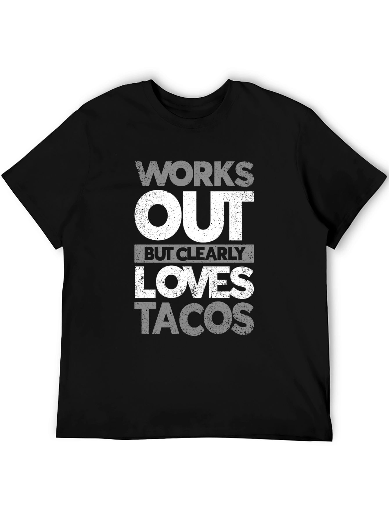 Works Out Loves Tacos Mens Black T-Shirt