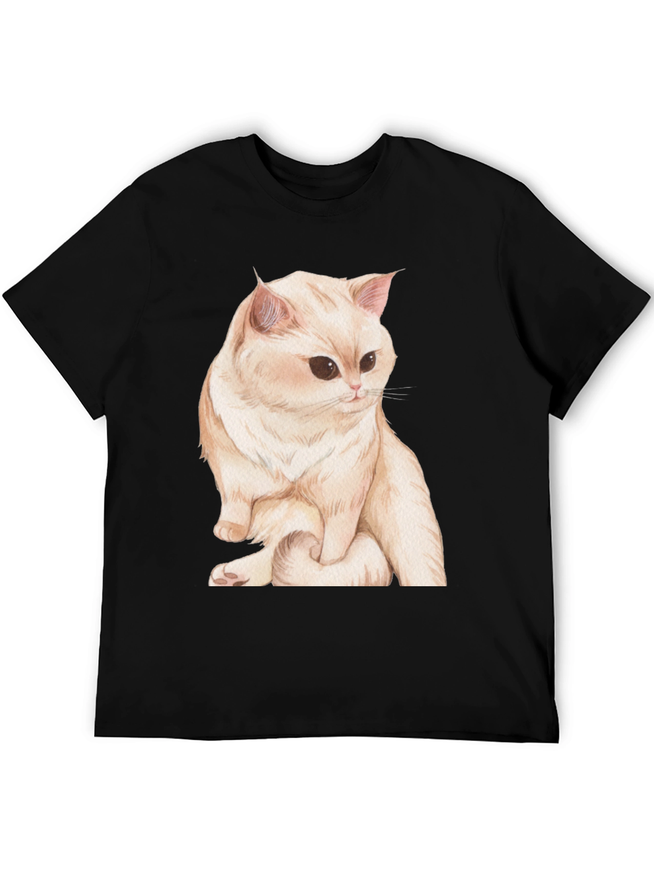 Cat Graphic Black T-Shirt Soft Cotton Tee