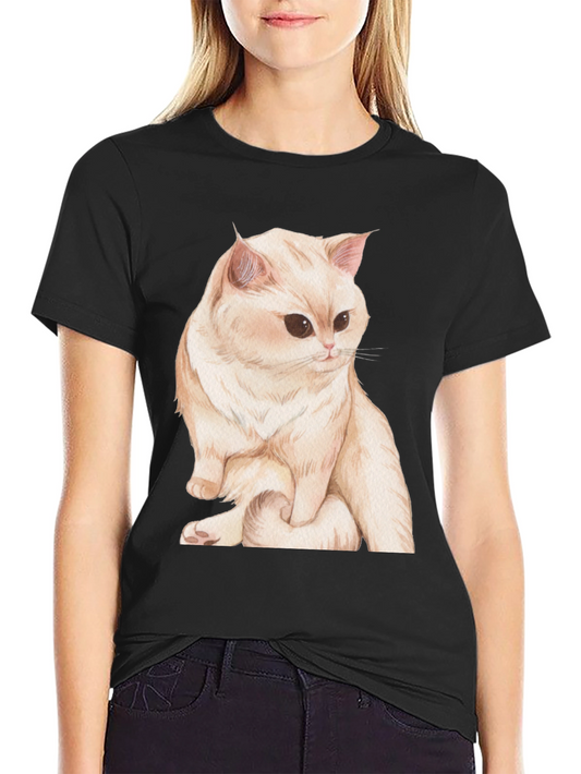 Cat Graphic Black T-Shirt Soft Cotton Tee