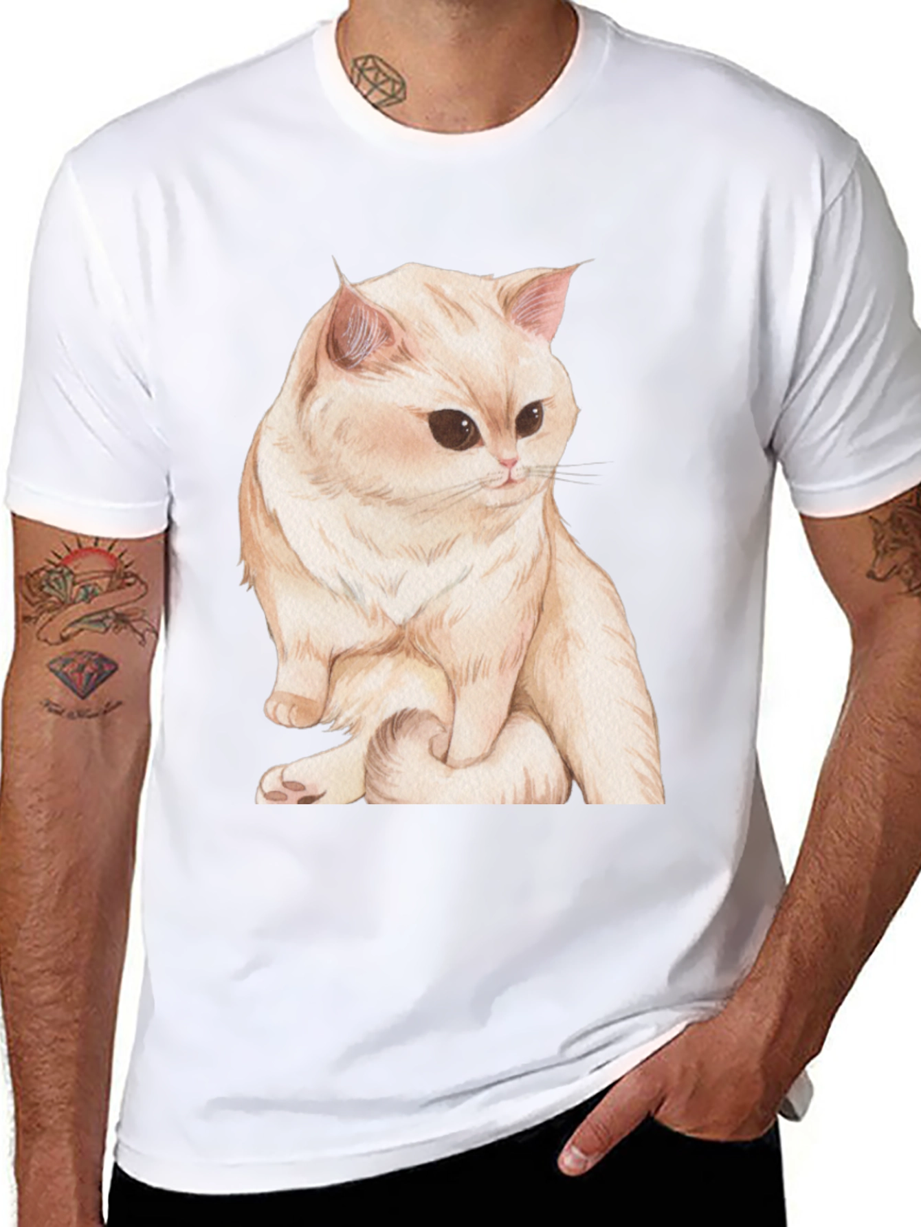 Cat Graphic Black T-Shirt Soft Cotton Tee