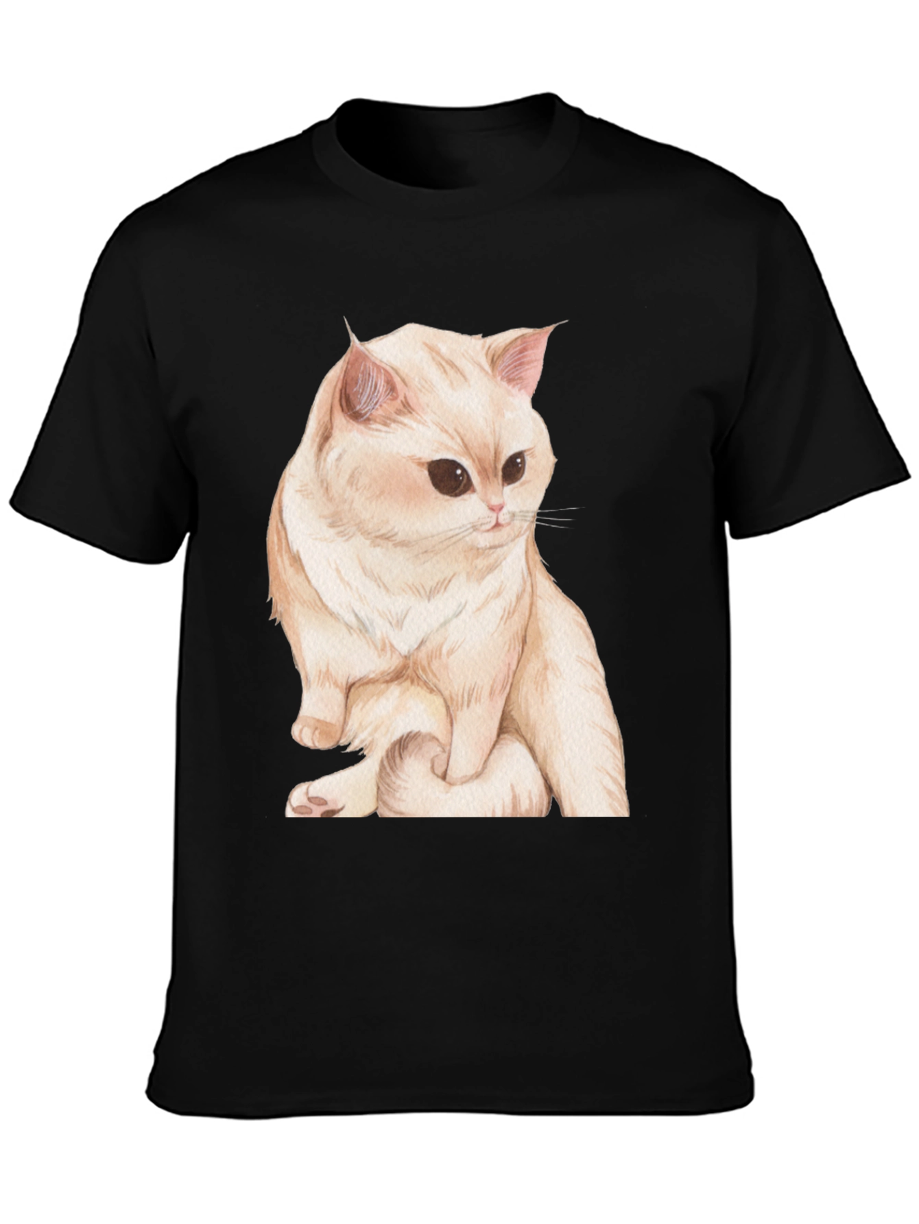 Cat Graphic Black T-Shirt Soft Cotton Tee