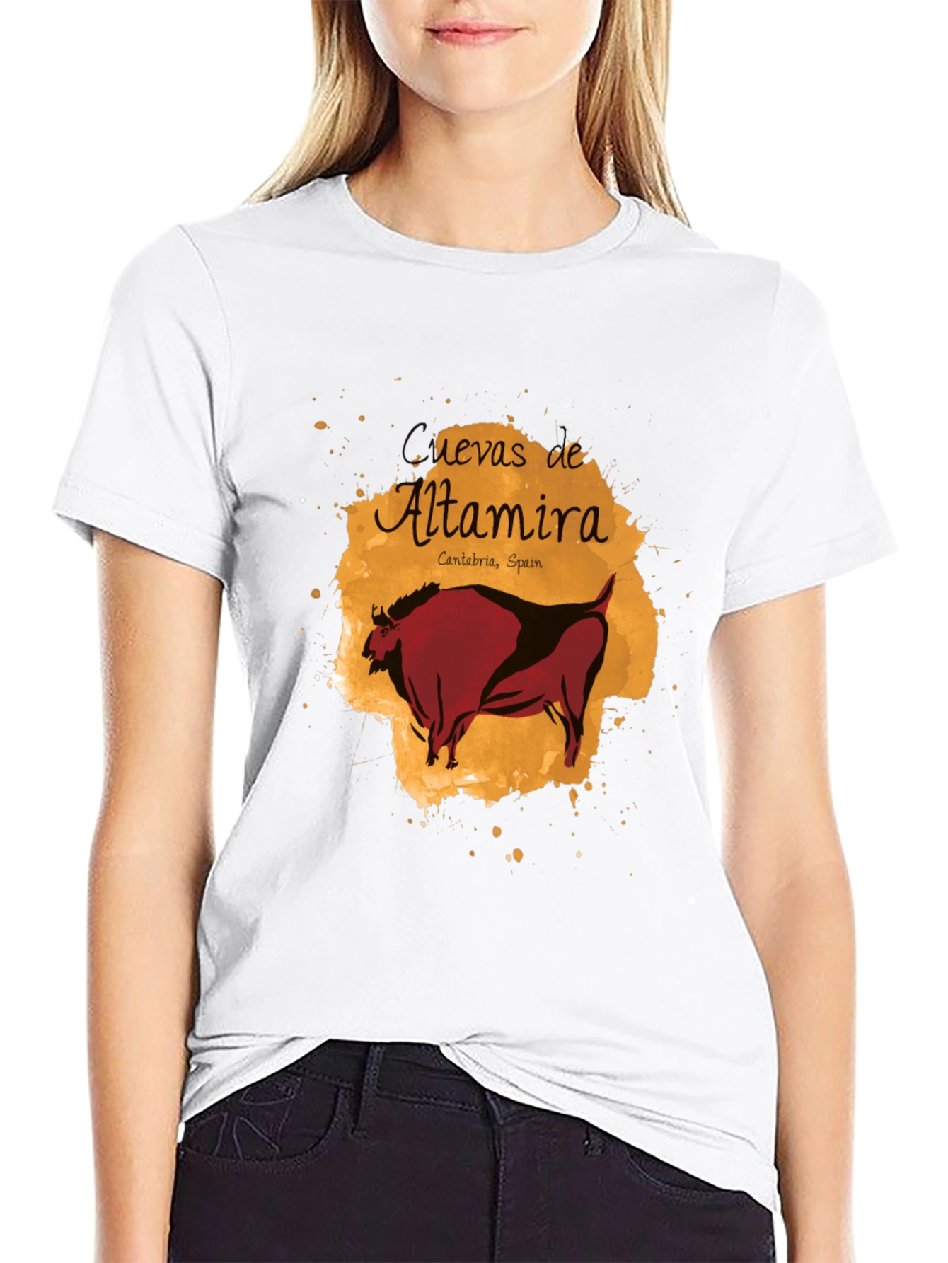 Altamira Caves Bison Graphic Tee - Artistic Black T-Shirt