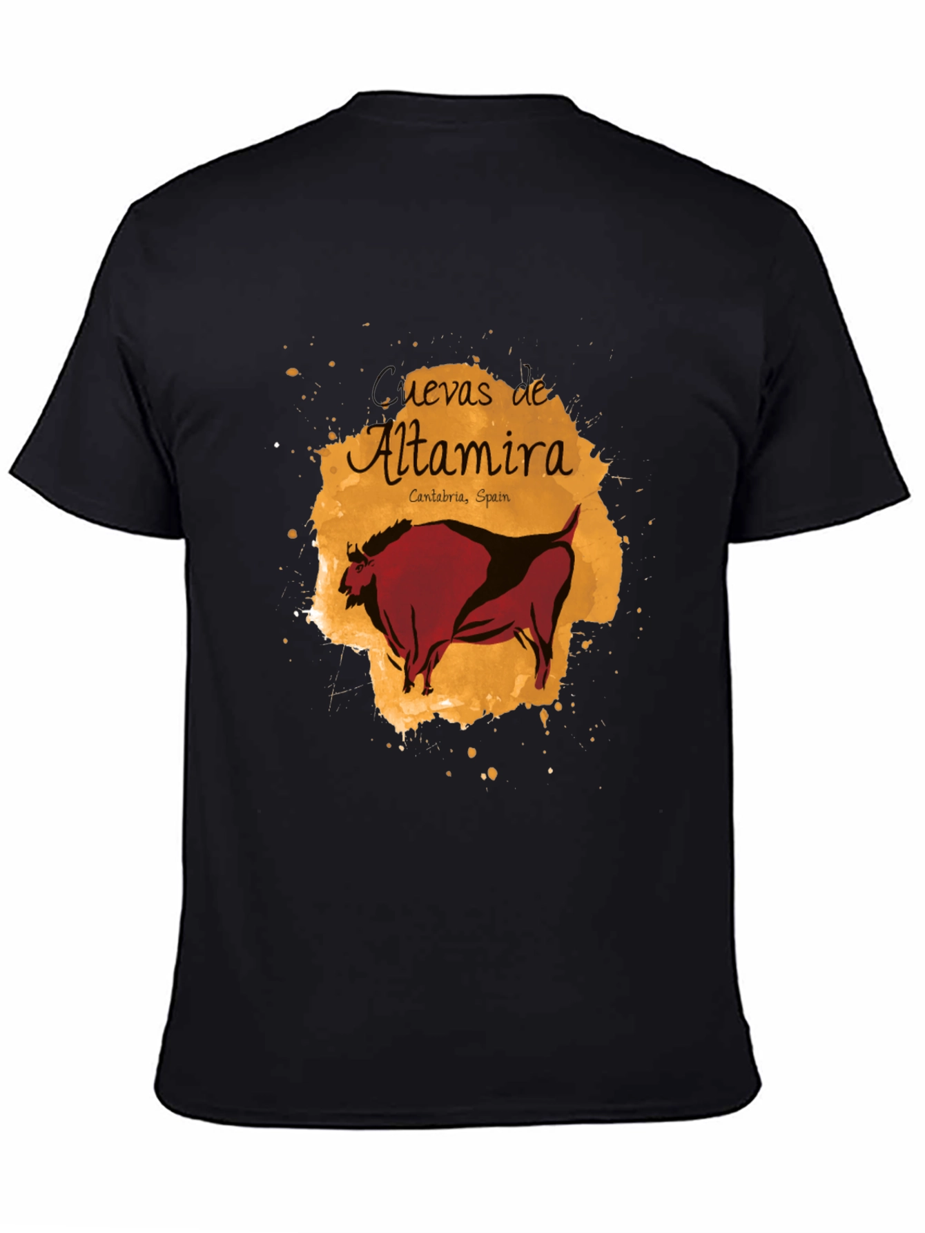Altamira Caves Bison Graphic Tee - Artistic Black T-Shirt