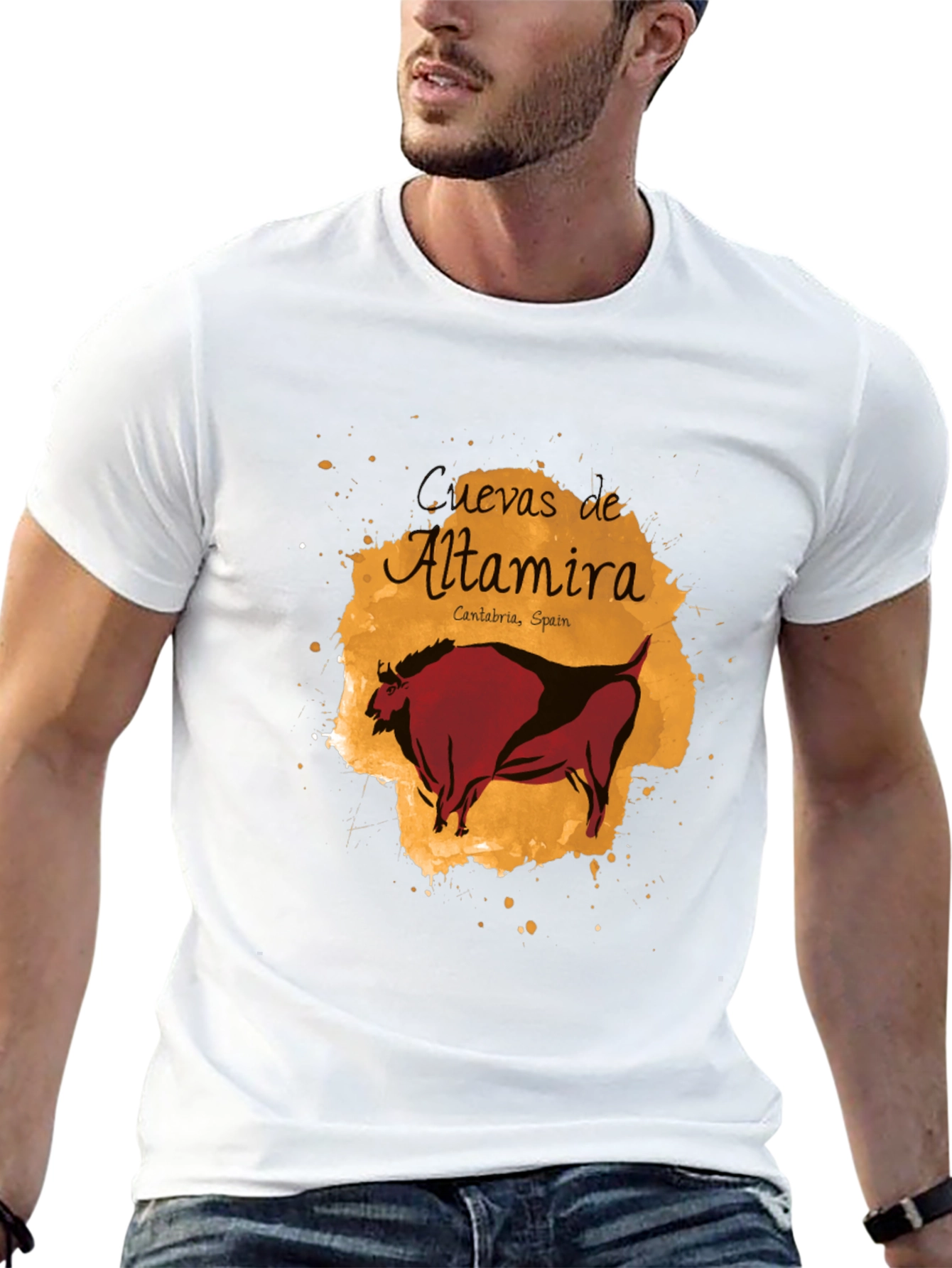 Altamira Caves Bison Graphic Tee - Artistic Black T-Shirt