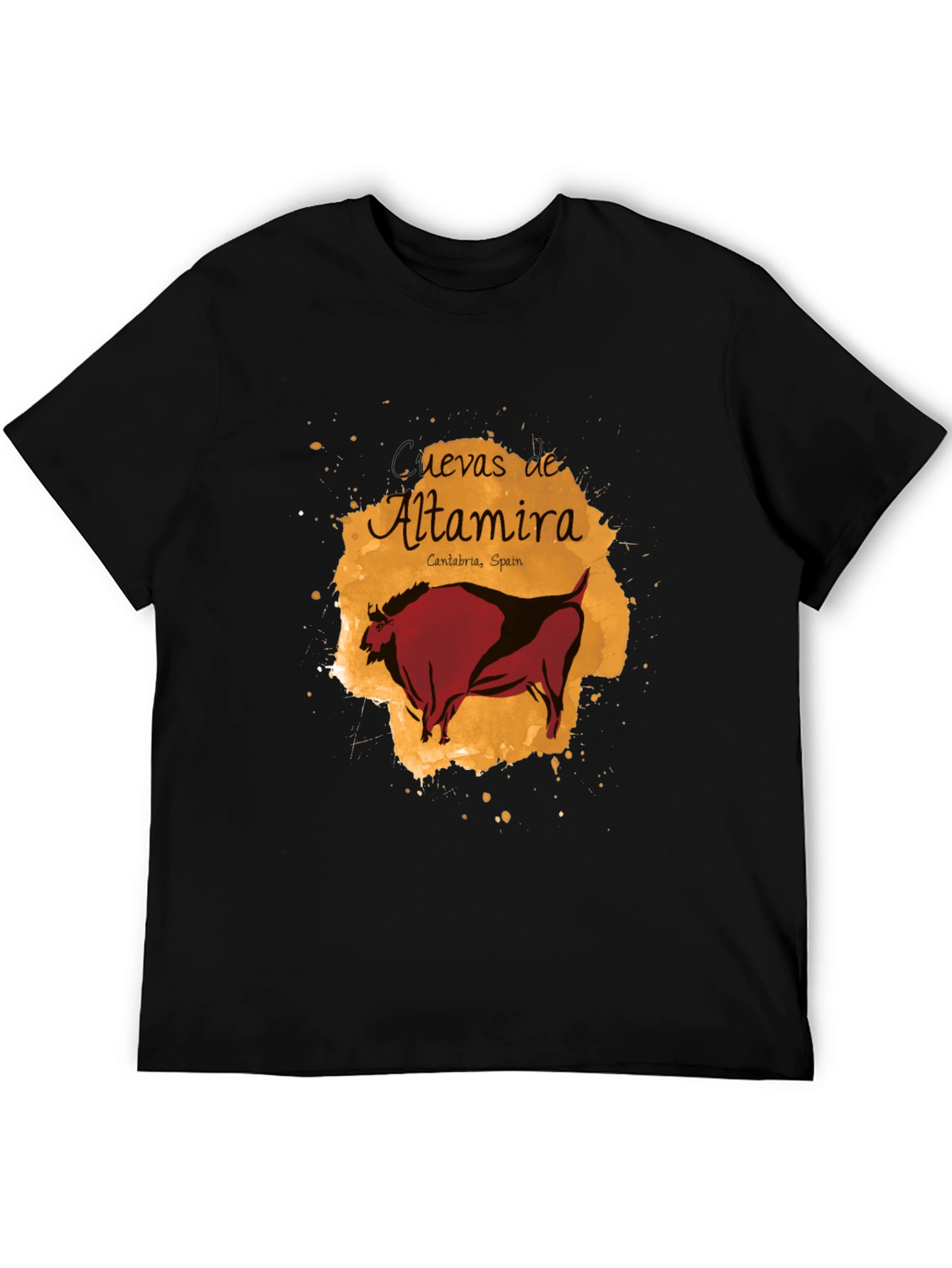Altamira Caves Bison Graphic Tee - Artistic Black T-Shirt
