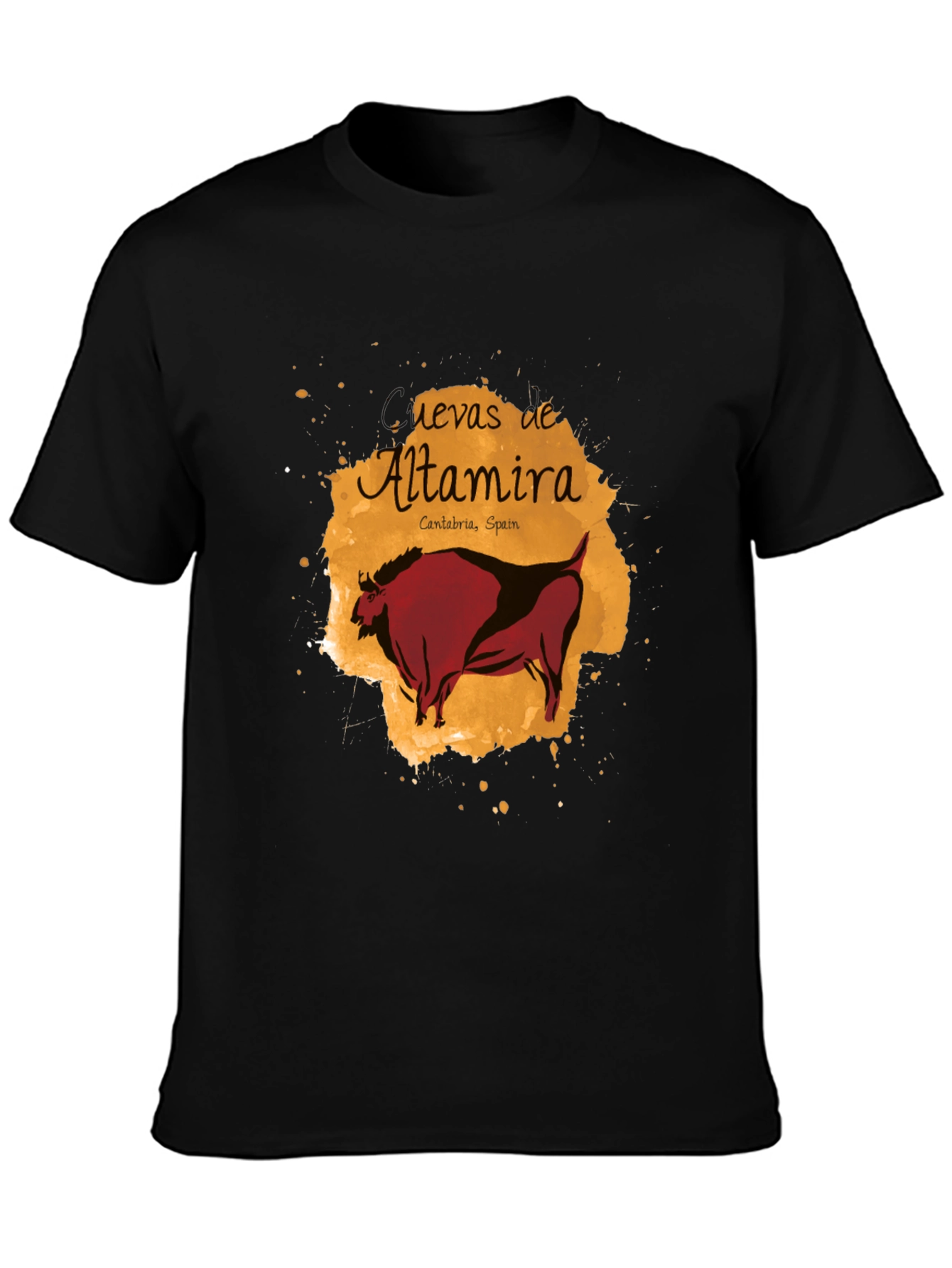 Altamira Caves Bison Graphic Tee - Artistic Black T-Shirt