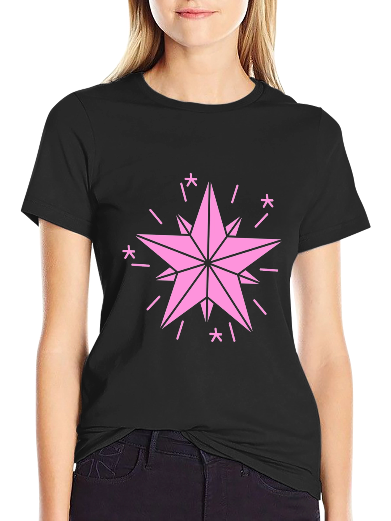 Star Graphic Black Tee - Modern Casual