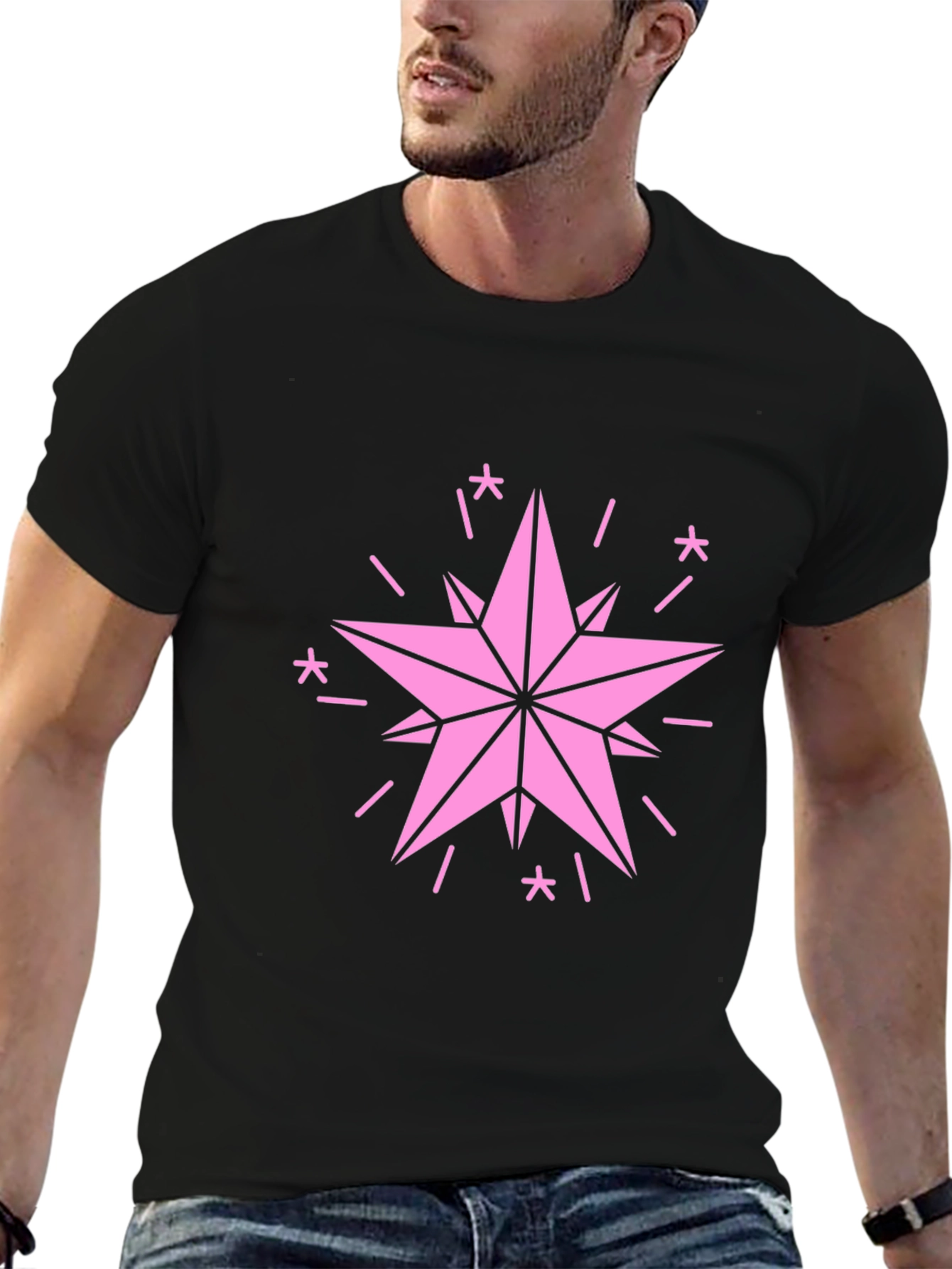 Star Graphic Black Tee - Modern Casual