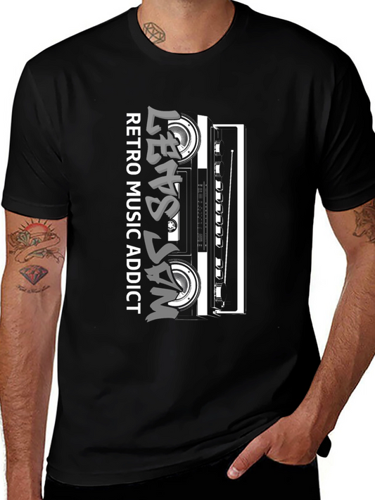 Retro Music Addict Black T-Shirt