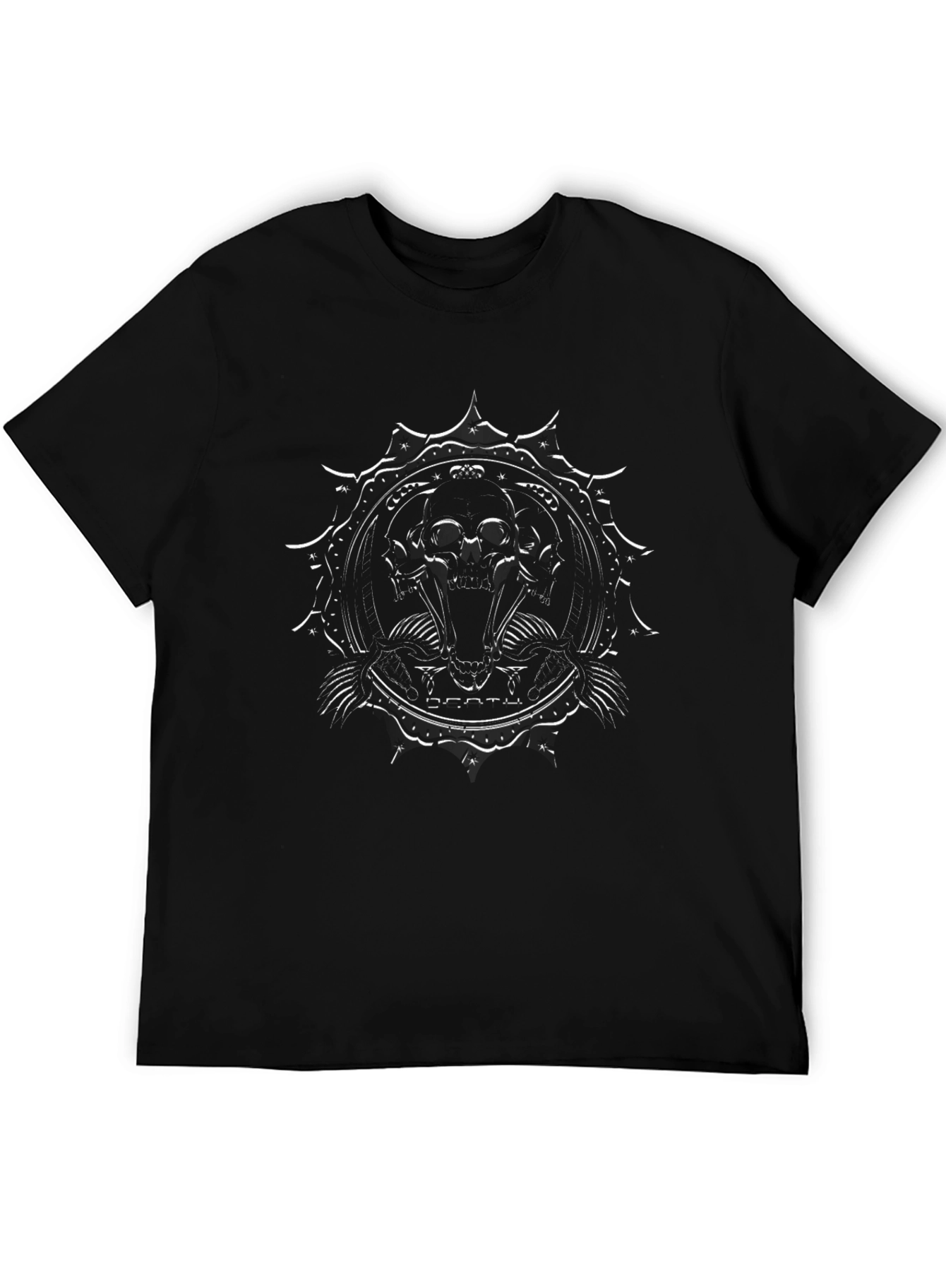Skull Emblem Graphic T-Shirt - Dark Fashion Tee