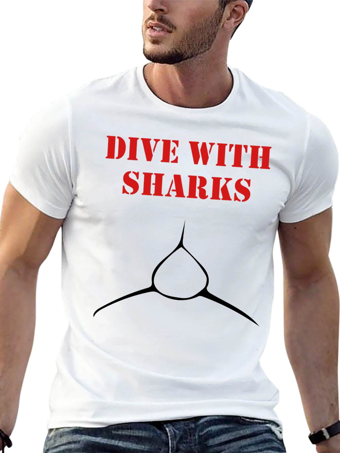 Dive With Sharks Graphic Tee - Mens Black T-Shirt