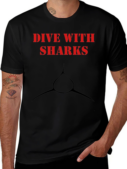 Dive With Sharks Graphic Tee - Mens Black T-Shirt