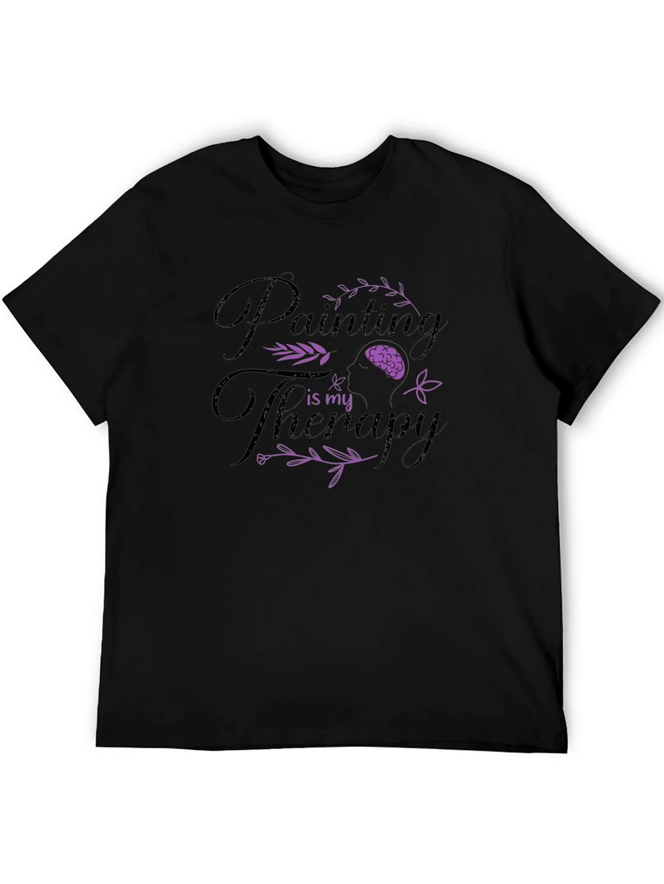Painting is My Therapy Black Graphic T-Shirt