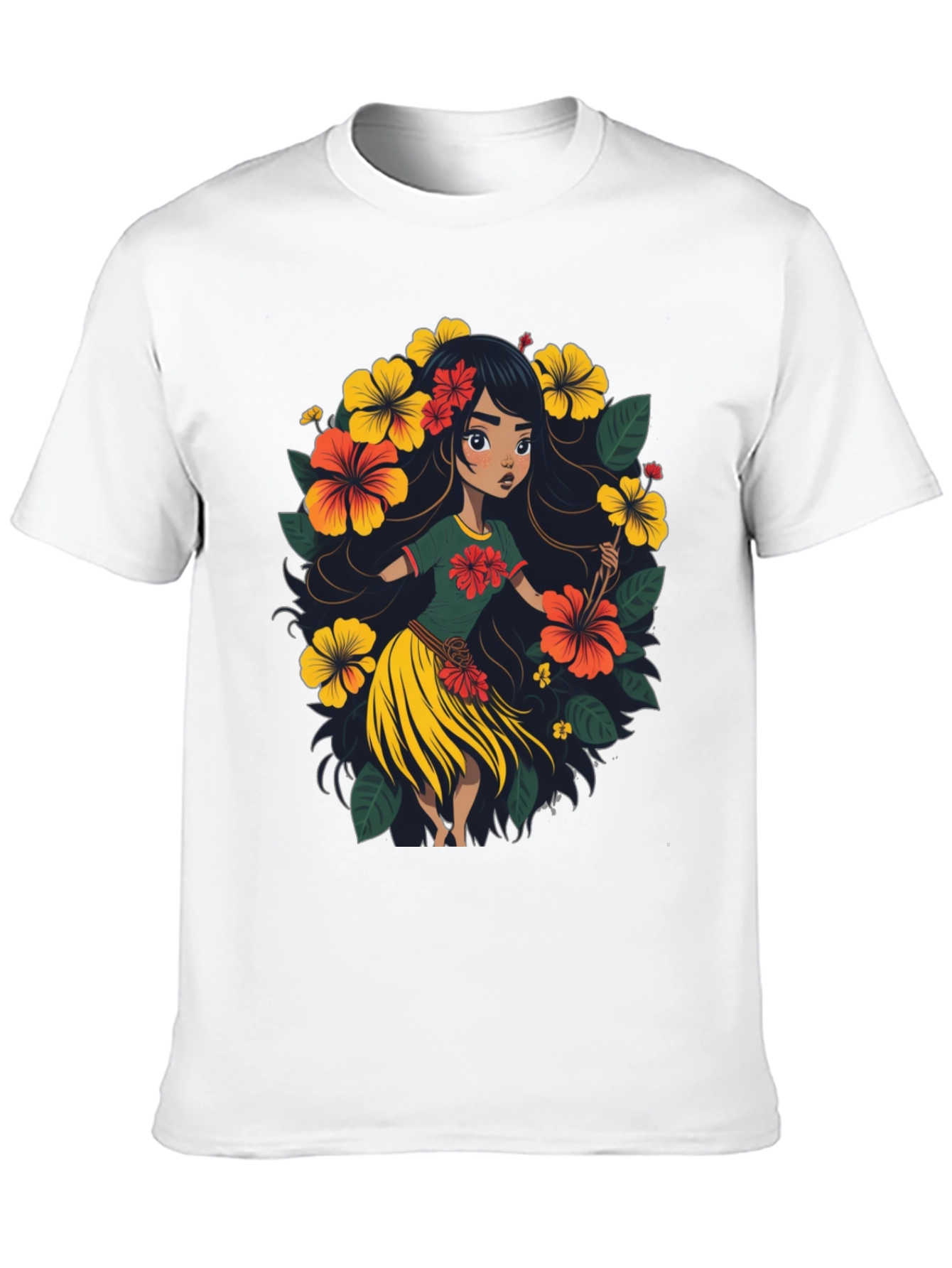 Hibiscus Hula Girl Graphic Tee - Island Style