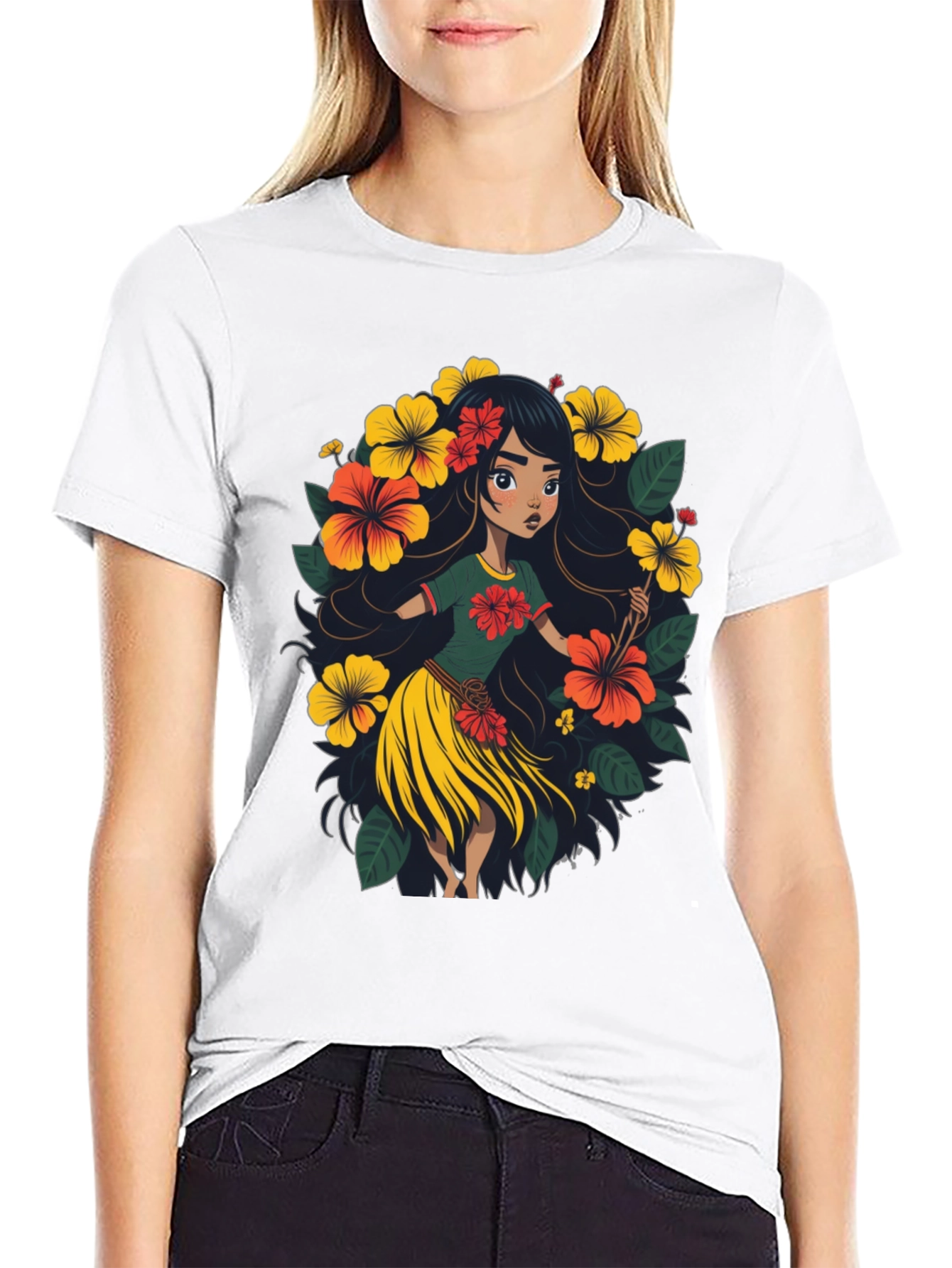 Hibiscus Hula Girl Graphic Tee - Island Style
