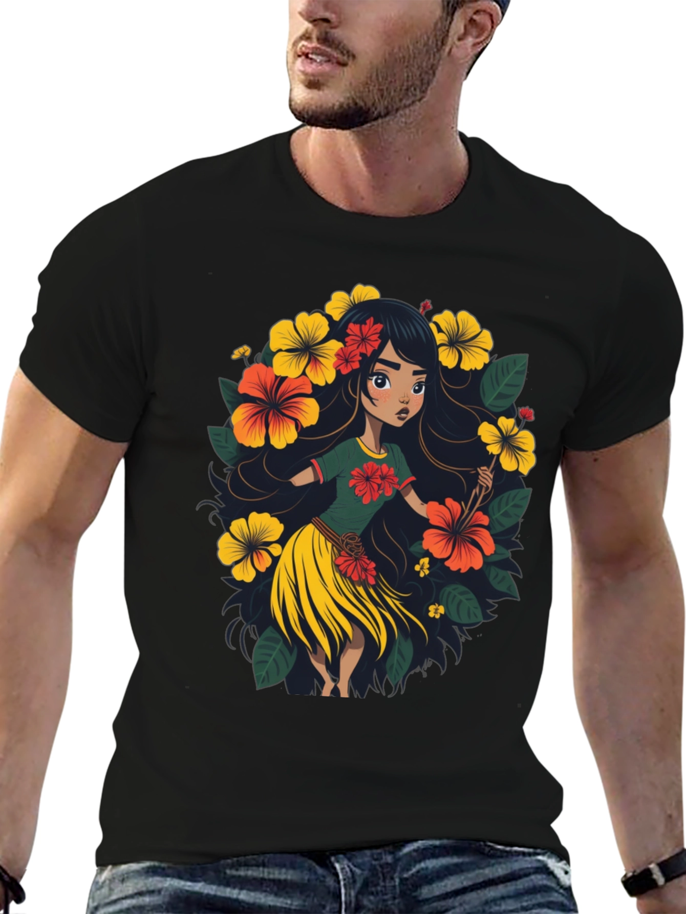 Hibiscus Hula Girl Graphic Tee - Island Style