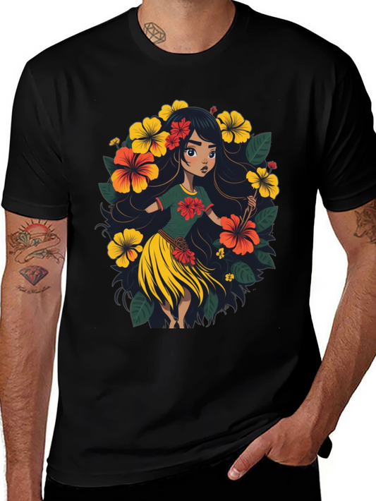 Hibiscus Hula Girl Graphic Tee - Island Style