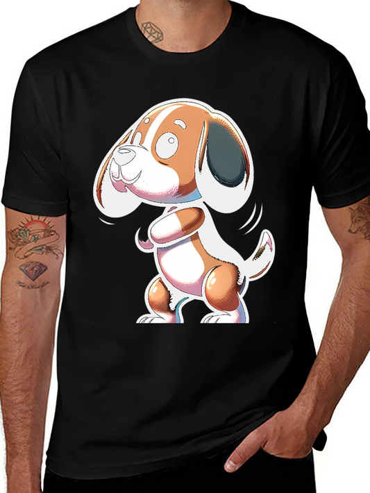 Cartoon Dog Graphic Black T-Shirt