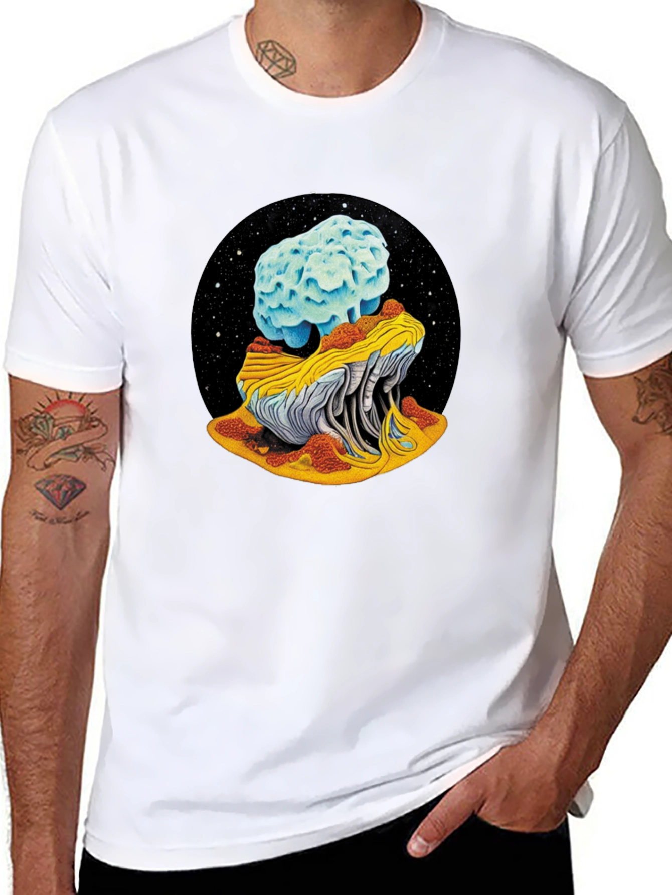 Cosmic Mushroom Tee - Black Unisex