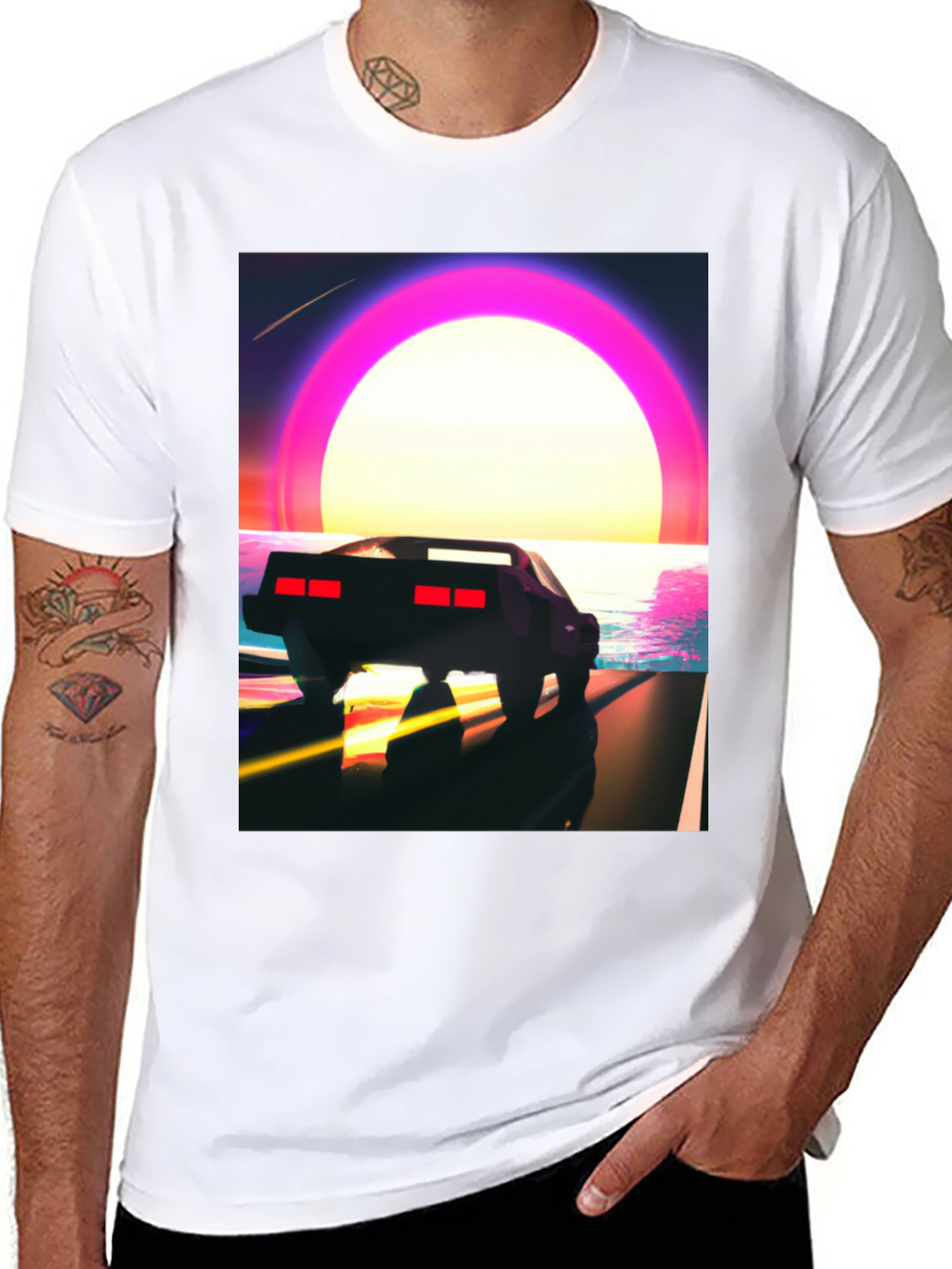 Retro Sunset Drive T-Shirt - Classic Car Design