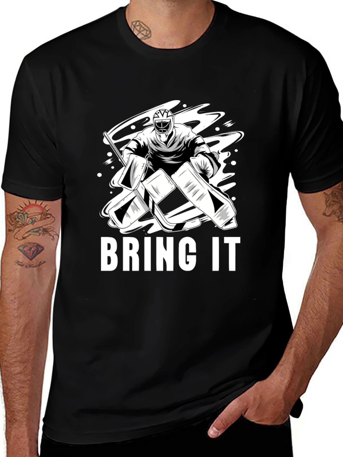 Hockey Goalie T-Shirt - Bring It Design