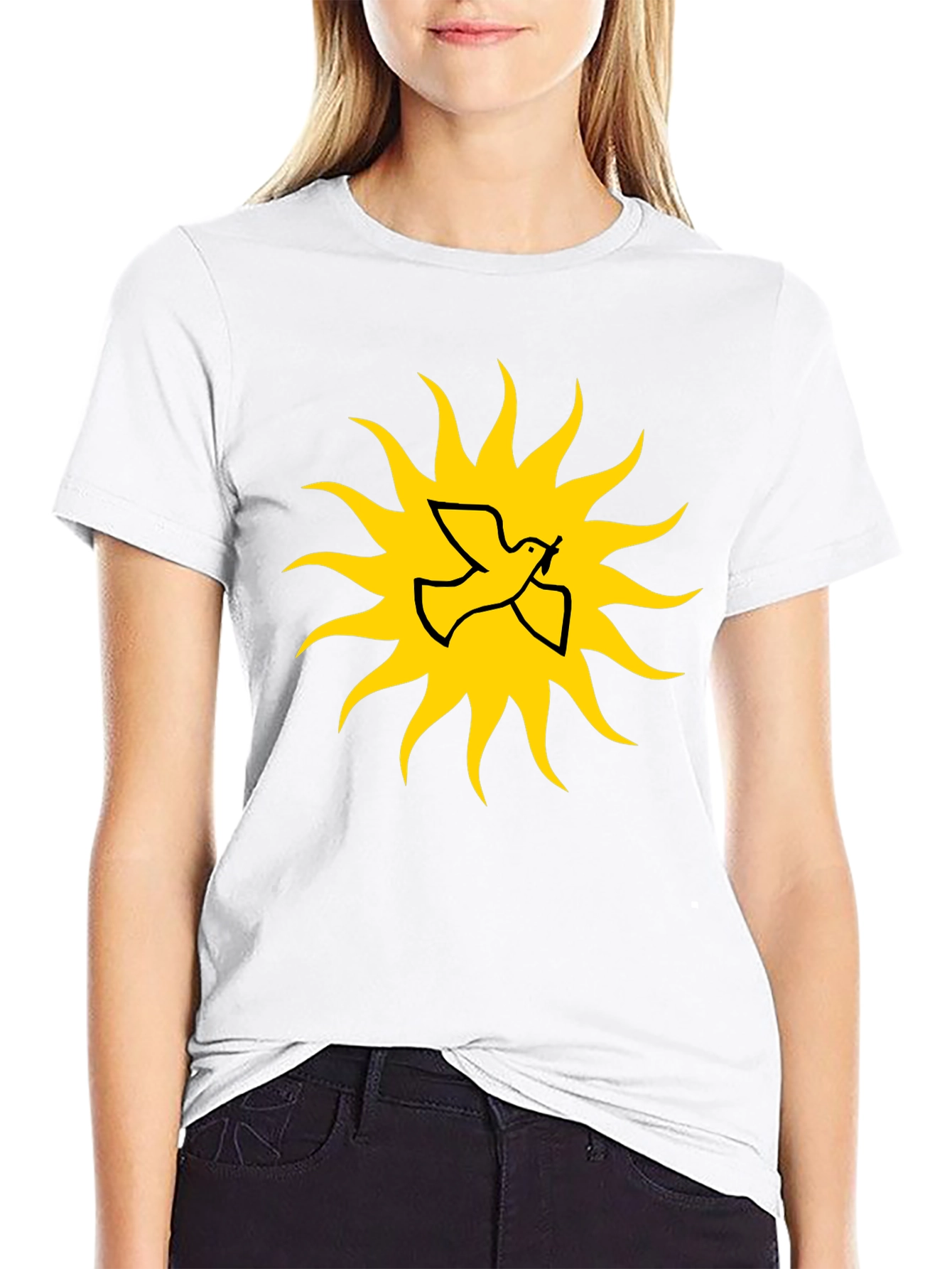 Dove Sunburst Graphic Black T-Shirt