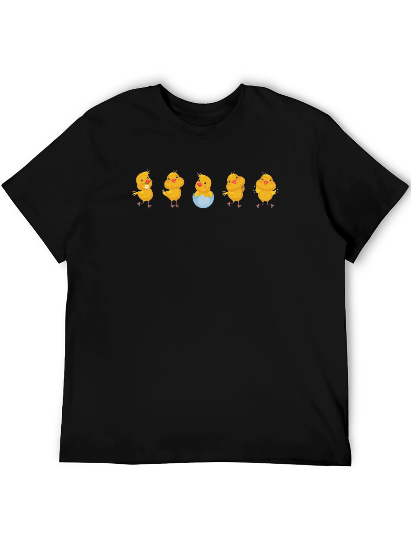 Cute Chick Pattern Black T-Shirt