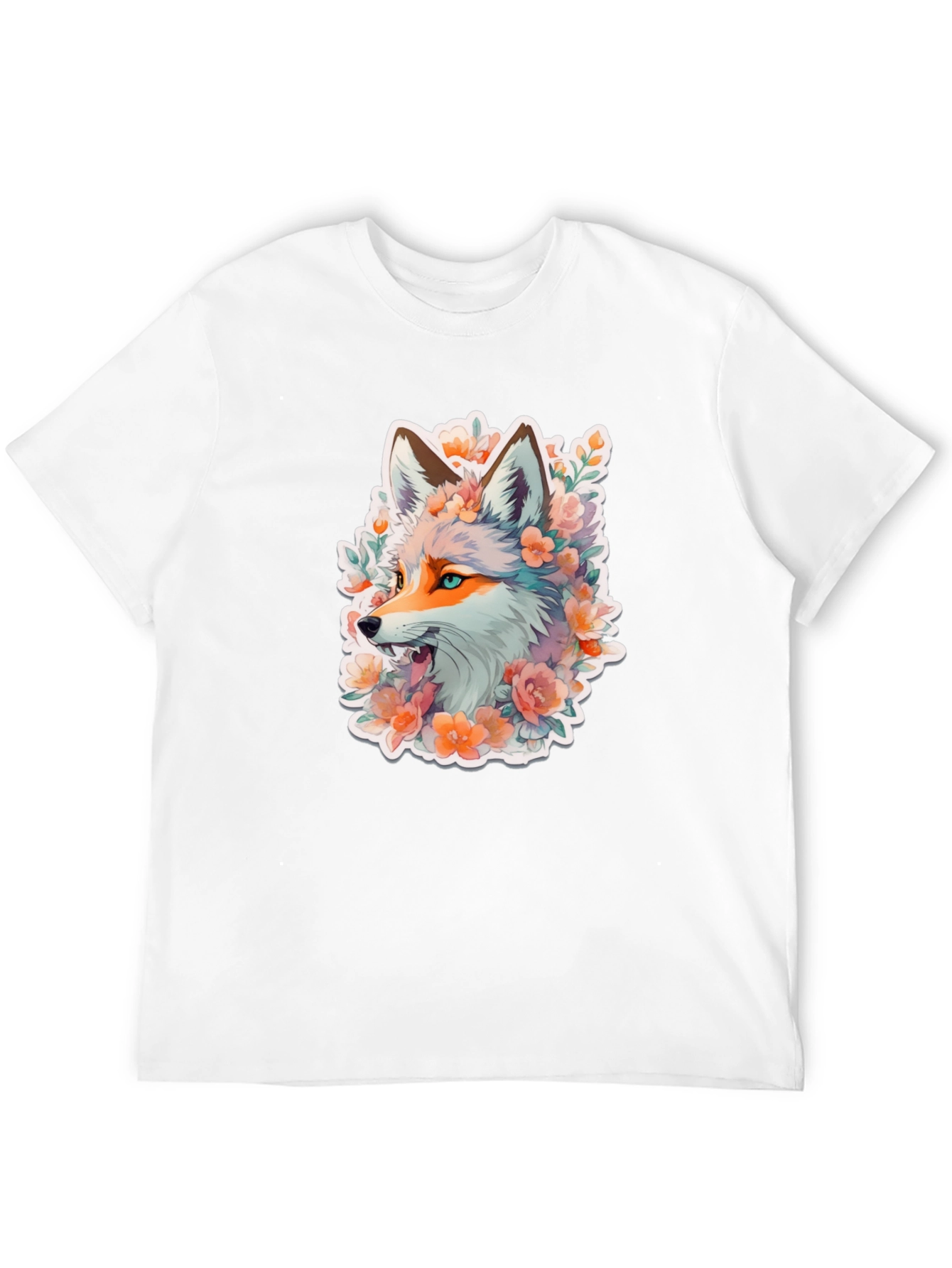 Fox Floral Graphic Black T-Shirt