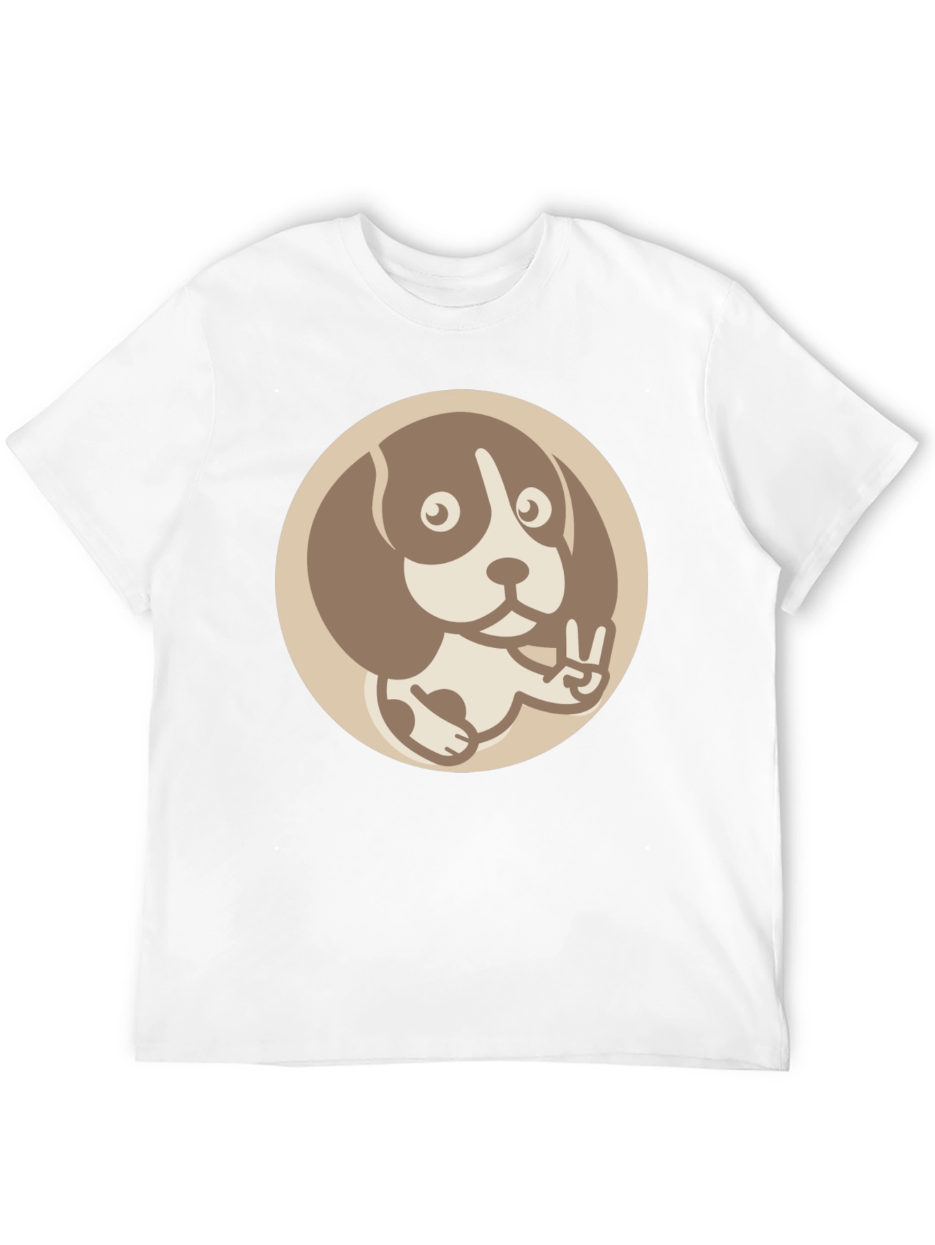 Dog Peace Sign Graphic Tee - Casual Black T-Shirt