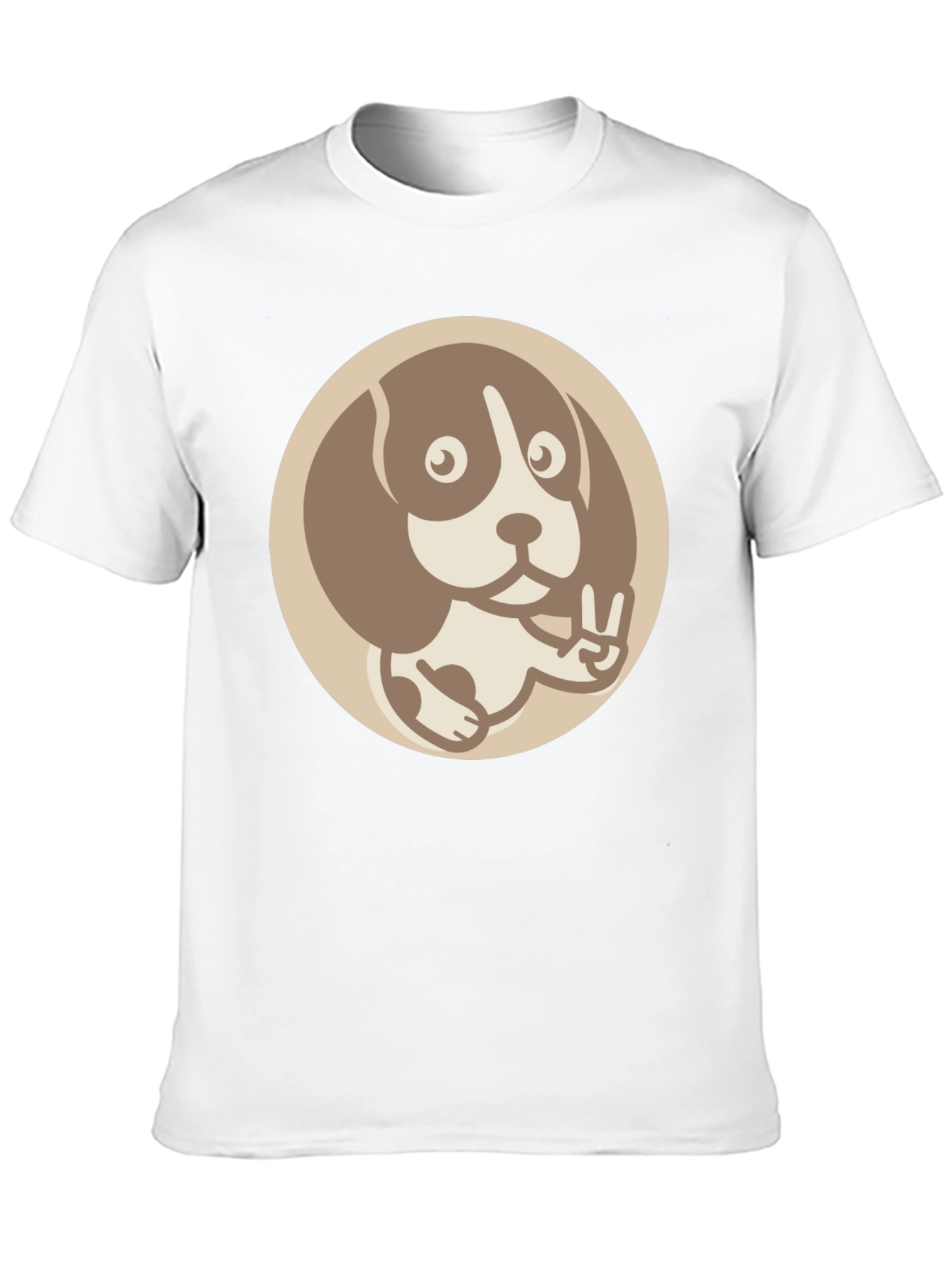 Dog Peace Sign Graphic Tee - Casual Black T-Shirt