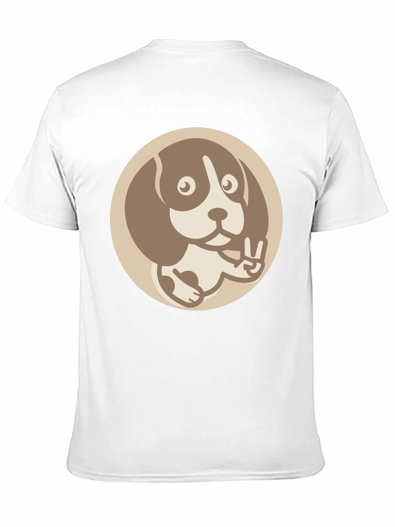 Dog Peace Sign Graphic Tee - Casual Black T-Shirt
