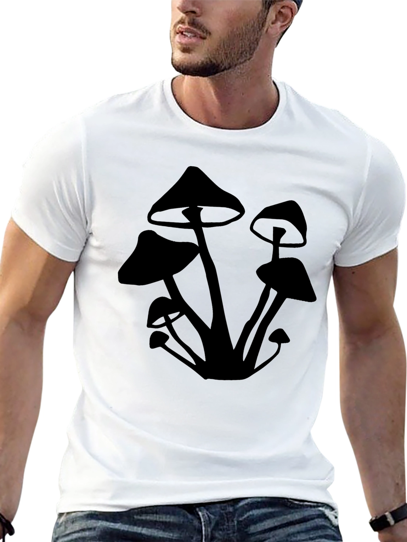 Mushroom Silhouette Graphic Tee - Black