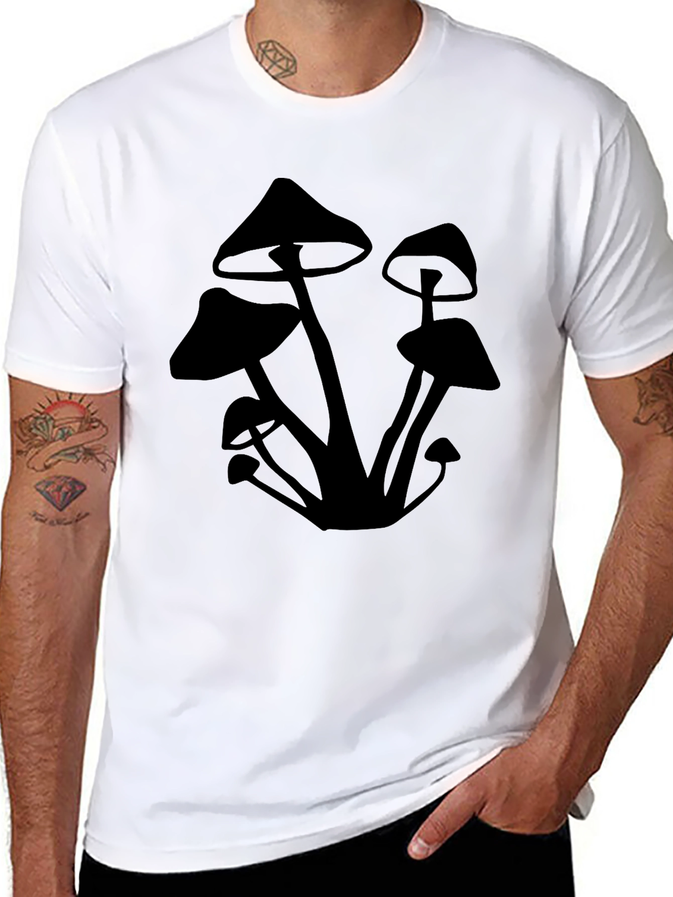 Mushroom Silhouette Graphic Tee - Black